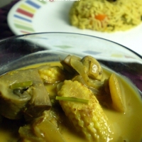 Baby Corn and Mushroom Curry with Coconut milk  